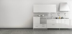 3d rendering nice kitchen set in minimal style room